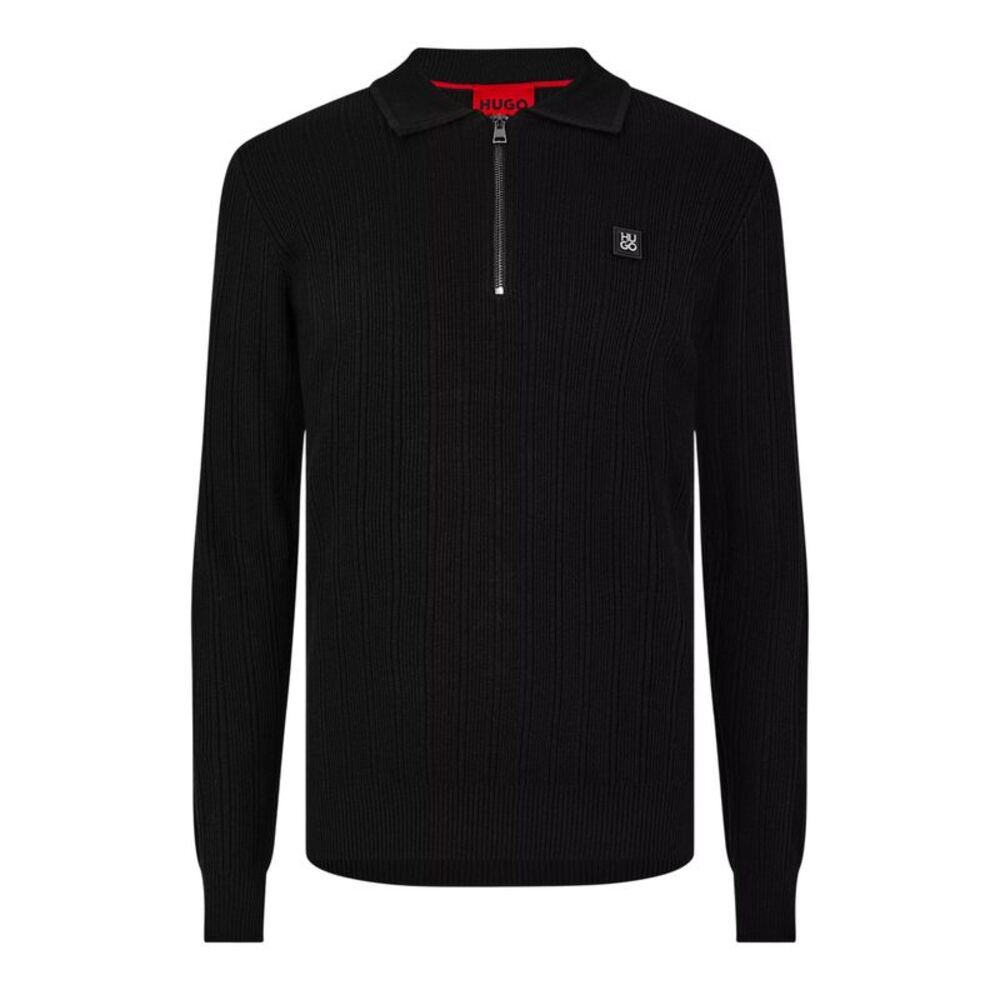 Hugo Mens Sastoro Ribbed Casual Top / Black